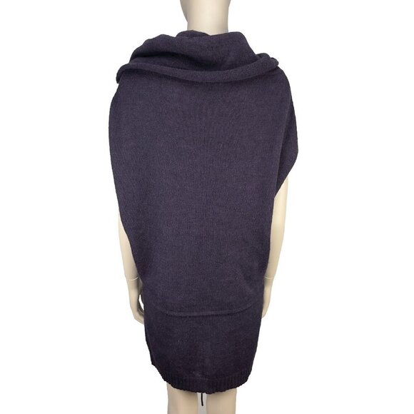 CHIARAMENTE Italy Lagenlook Convertible Knit Tunic Purple Wool Blend OS - Picture 4 of 6